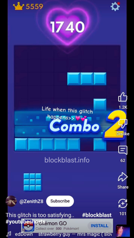 Obtain the best scores by making exclusive combos by Block Blast Glitch