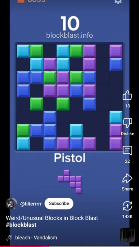 All weird blocks in block blast - Pistol