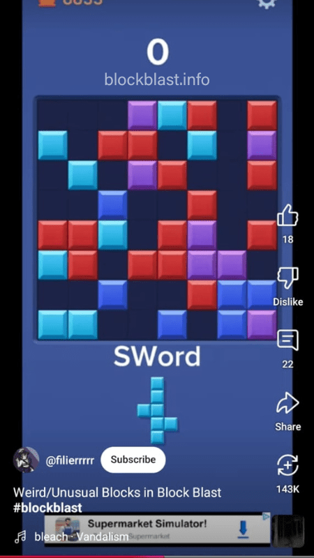 All weird blocks in block blast - Sword