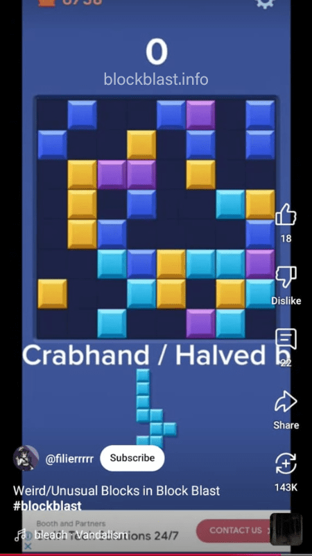 All weird blocks in block blast - crabhand/halved