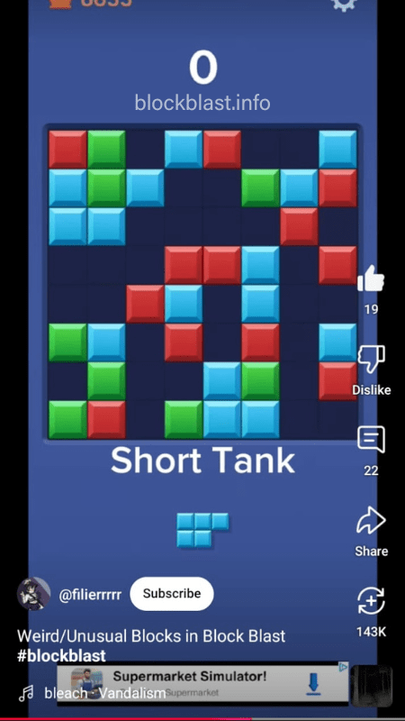 All weird blocks in block blast - Short Tank