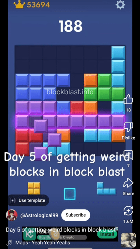 Make world record by enjoy your gameplay with Weird Blocks in Block Blast